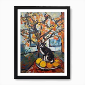 Still Life Of Magnolia With A Cat 4 Art Print