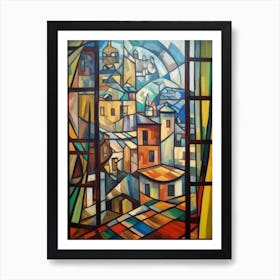 Window View Of Seoul South Korea In The Style Of Cubism 2 Art Print