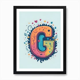 Colorful Letter G Illustration 46 Art Print