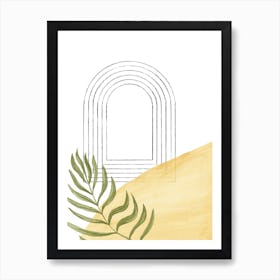 Arch and palm leaf Art Print