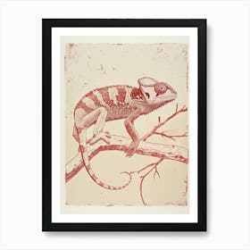 Red Parson S Chameleon Block Print Art Print