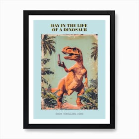 Dinosaur & A Smart Phone Retro Collage 4 Poster Art Print