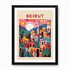 Beirut Lebanon 4 Fauvist Travel Poster Art Print