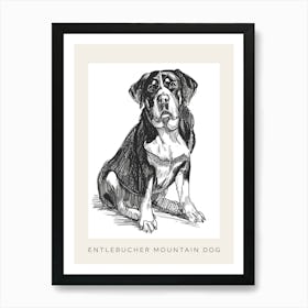 Entlebucher Mountain Dog Line Sketch 2 Poster Art Print