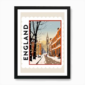 Retro Winter Stamp Poster Richmond England 1 Art Print