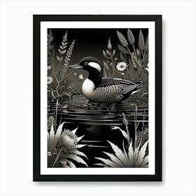 Black And White Duck Art Print