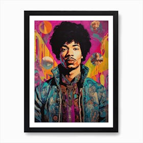 Jimi Hendrix Vintage Psycedellic 9 Art Print