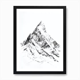 K2 Pakistan China Line Drawing 4 Art Print