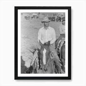 Cowboy On Horse, Bean Day Rodeo, Wagon Mound, Mew Mexico By Russell Lee Art Print