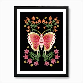 Butterfly Florals Flowers Art Print