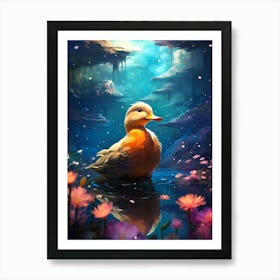 Duck In The Water 1 Art Print