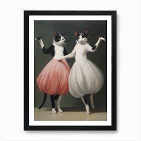 "Feline Choreography: The Dance of Two Cats" Art Print