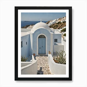 Greek Island Blue Door Art Print