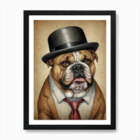 Bulldog In Top Hat Art Print