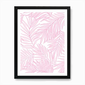 Pink Tropical Leaves 1 Art Print