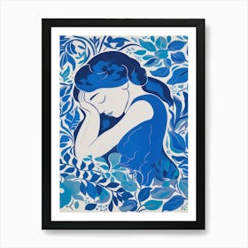 Blue Woman Silhouette 10 Art Print