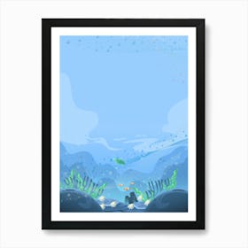 Under The Sea blue Art Print