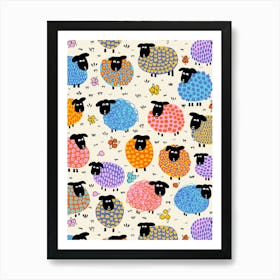 Colorful Sheep Farm Art Print