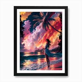 Sunset On The Beach Art Print