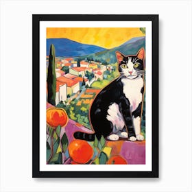 Painting Of A Cat In Tuscany Italy 1 Art Print