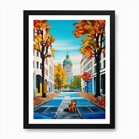 Painting Of Berlin With A Cat In The Style Of Post Modernism 4 Art Print