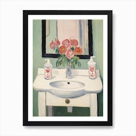 Bathroom Vanity Painting With A Rose Bouquet 4 Art Print