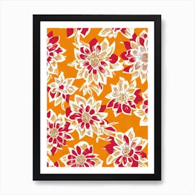 Passion Flower Floral Print Retro Pattern Flower Art Print