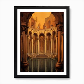 Basilica Cistern Yerebatan Sarnc Modern Pixel Art 4 Affiche