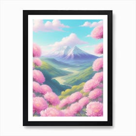 Pink Flowers In The Mountains Art Print