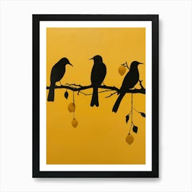 Three Birds On A Branch 2 Art Print