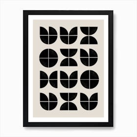 Abstract Black And White Pattern Bauhaus Style Art Print