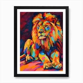 Asiatic Lion Symbolic Imagery Fauvist Painting 3 Art Print