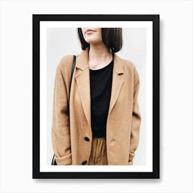 Woman In A Camel Coat Art Print