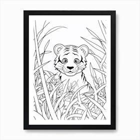 Line Art Jungle Animal Sumatran Tiger 2 Art Print
