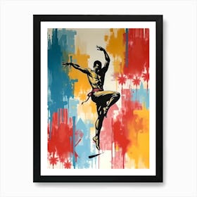 Leap of Urban Soul: A Abstract Portrait Of A Black Street Art Dancer Art Print