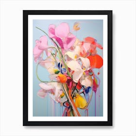 Abstract Flower Painting Sweet Pea 1 Art Print