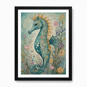 Whimsical Blue Seahorse Poster