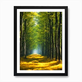 Yellow Road In The Forest 1 Art Print