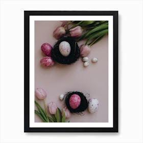 Easter Eggs And Tulips 7 Art Print