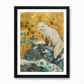 Arctic Fox Gold Effect Collage 2 Art Print