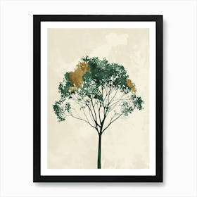 Mahogany Tree Minimal Japandi Illustration 1 Art Print