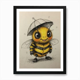 Bee With Umbrella 4 Art Print