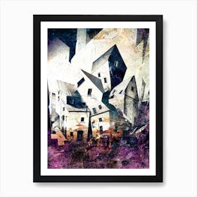 Houses Surreal Art Illustration In A Painting Style 17 Art Print