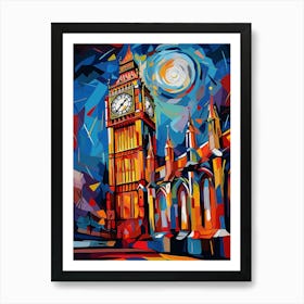 Big Ben Tower London I, Vibrant Abstract Modern Style Painting Art Print