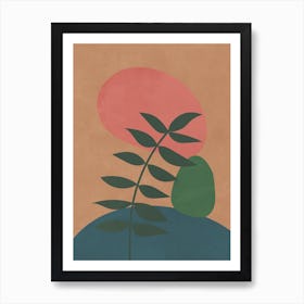 Colorful Scandi Botanical Leaves Art Print