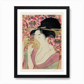 Kushi Japanese Woman With Comb; Utamaro Kitagawa Art Print