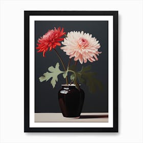 Bouquet Of Chrysanthemum Flowers, Autumn Fall Florals Painting 1 Art Print