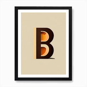 B  Letter, Alphabet Retro Minimal 4 Art Print