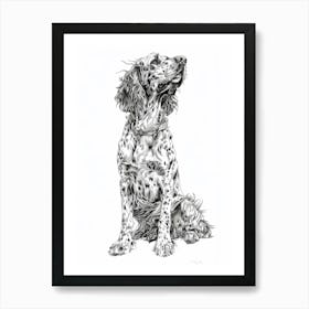 English Setter Dog Line Sketch 1 Art Print