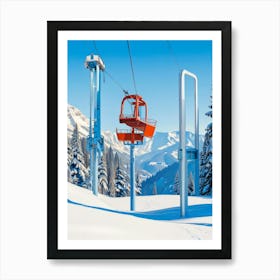 Ski Lift In The Mountains Art Print